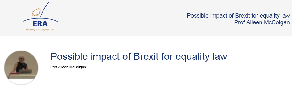 Prof Aileen McColgan: Possible impact of Brexit for equality law