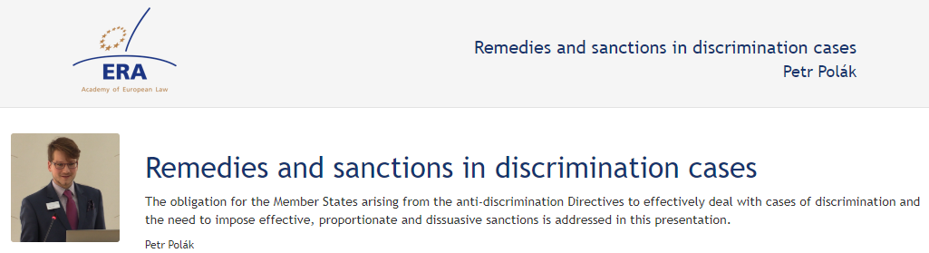 Petr Polák: Remedies and sanctions in discrimination cases