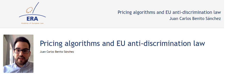 Juan Carlos Benito Sánchez: Pricing algorithms and EU anti-discrimination law