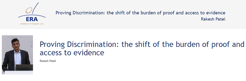 Rakesh Patel (119DV69): Proving Discrimination: the shift of the burden of proof and access to evidence