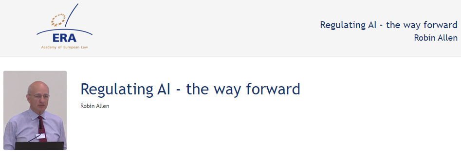 Robin Allen: Regulating AI - the way forward