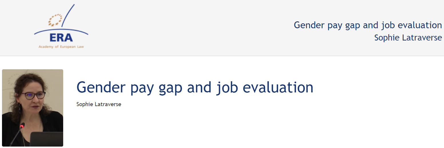 Sophie Latraverse (January 2018): Gender pay gap and job evaluation