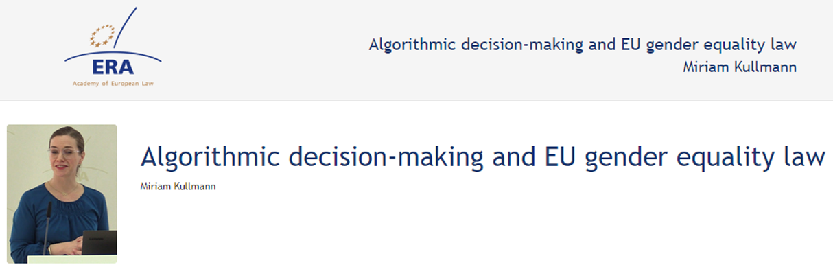 Miriam Kullmann (December 2019): Algorithmic decision-making and EU gender equality law