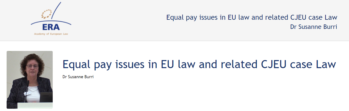 Dr Susanne Burri (December 2019): Equal pay issues in EU law and related CJEU case Law