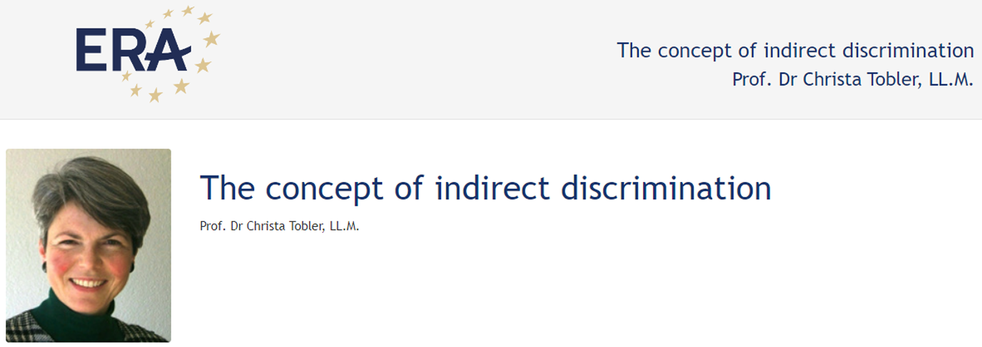 Prof. Dr Christa Tobler, LL.M. (123DV115): The concept of indirect discrimination