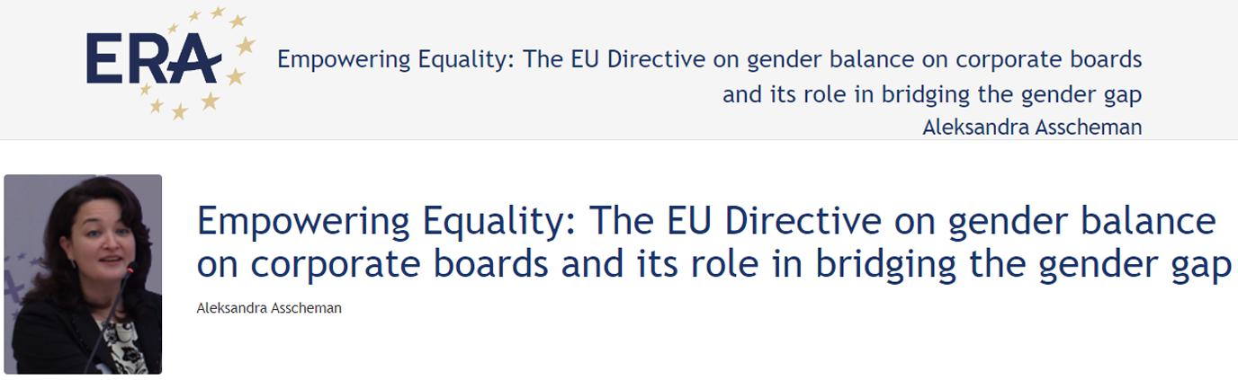 Aleksandra Asscheman (123DV115): Empowering Equality - The EU Directive on gender balance on corporate boards and its role in bridging the gender gap